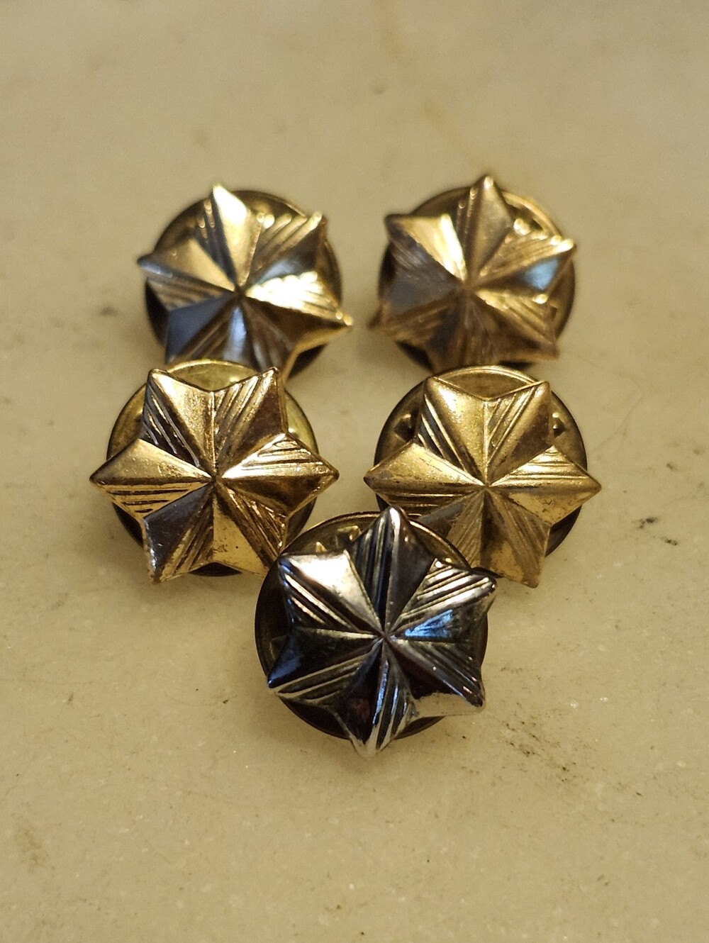 Vtg Girl Scout Membership Star Pins - Bundle Of 5 Gold & Silver Toned